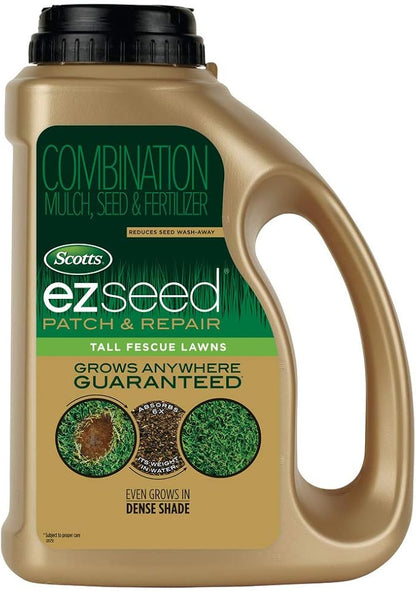 Scotts EZ Seed Patch & Repair Tall Fescue Lawns Combination Mulch, Grass Seed and Fertilizer for Bare Spots and Repair, Grows Anywhere, 3.75 lb, Brown