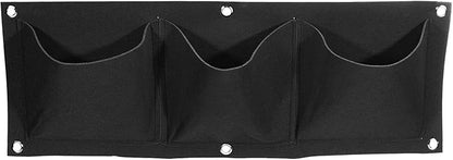 MECCANIXITY Vertical Hanging Grow Bag with 3 Pockets, Wall Mounted Felt Fabric Flowerpot Bag Plant Container for Garden Home Decoration, Black