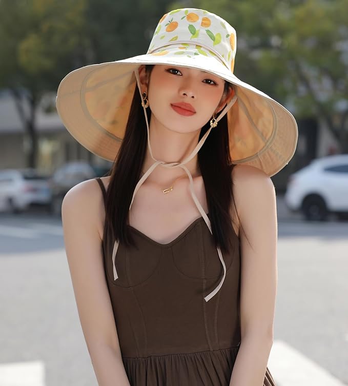 Wide Brim Women Sun Hat Summer Beach Bucket Fishing Hats Metal Wired Edge Packable UV Protection for Hiking Garden Travel
