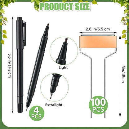 Moxweyeni 100 Pcs Metal Garden Tags Plant Labels for Garden Waterproof Plant Markers with 2 Permanent Pen Planting Nursery Tags Reusable Labels Stake for Plants (Copper,6 Inch)