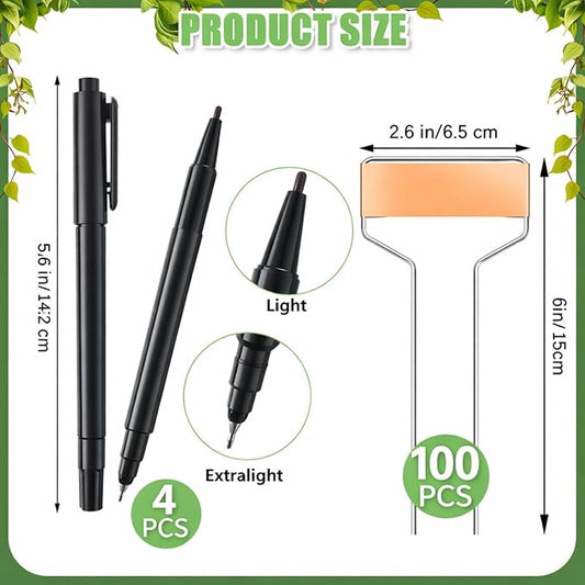 Moxweyeni 100 Pcs Metal Garden Tags Plant Labels for Garden Waterproof Plant Markers with 2 Permanent Pen Planting Nursery Tags Reusable Labels Stake for Plants (Copper,6 Inch)