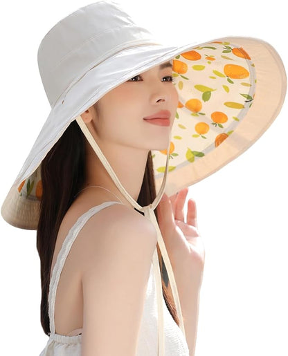 Wide Brim Women Sun Hat Summer Beach Bucket Fishing Hats Metal Wired Edge Packable UV Protection for Hiking Garden Travel