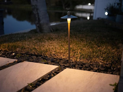 G2 12V Brass Path Light 4-Pack Kit (Bronze) with 3W 2700K Warm White G4 LED Bulbs for Low Voltage Landscape Lighting on Outdoor Pathway, Walkway, Garden, Driveway or Patio