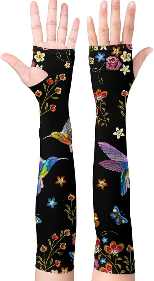 Garden Sleeves for Women Boho Gardening Sleeves with Thumb Holes UV Sun Protection Arm Sleeves for Women