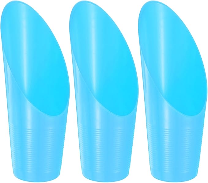 3-Pack Bonsai Soil Scoops, Plastic Garden Soil Scoops Bucket Shovel Potting Scoopers for Transplanting/Flower Planting/Plant Succulent, Colorful Small Gardening Tools [Blue]