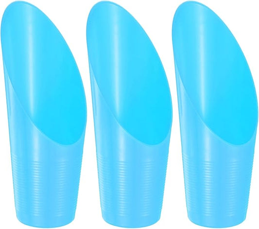 3-Pack Bonsai Soil Scoops, Plastic Garden Soil Scoops Bucket Shovel Potting Scoopers for Transplanting/Flower Planting/Plant Succulent, Colorful Small Gardening Tools [Blue]