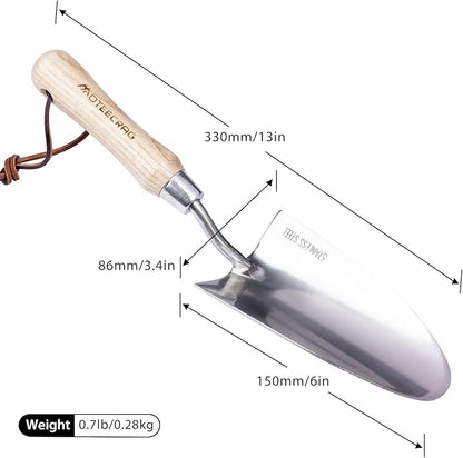 Heavy Duty Garden Trowel Stainless Steel Hand Shovel with Comfortable Grip Wood Handle for Digging, Weeding and Transplanting
