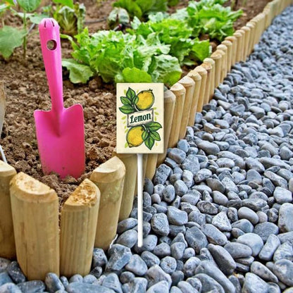 Uptell Vintage Aluminum Lemon Fruit Signs Yard Sign with Stake for Garden Fruit Garden Label Stakes Plant Markers for Outdoor Plants Waterproof 7x8.8 inch