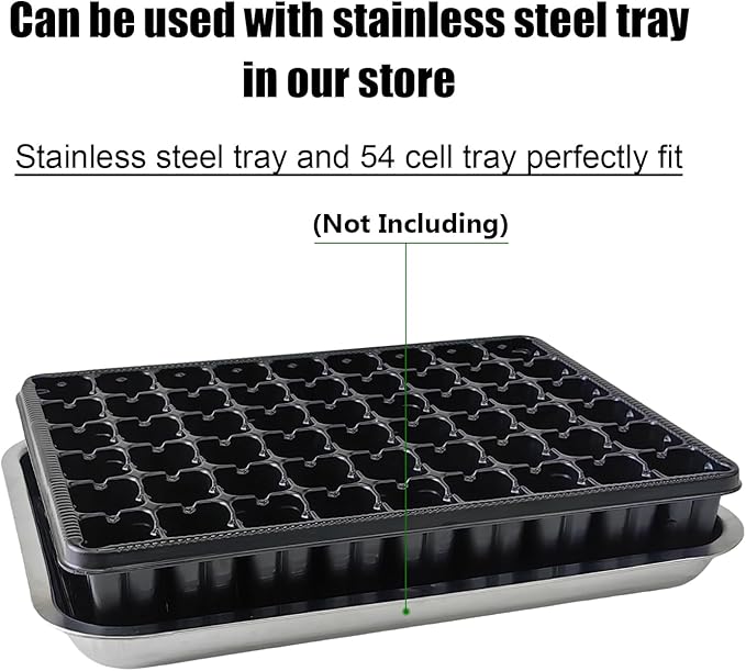 54 Cell Seed Starter Trays, 2.8" Deep Plug Tray Seedling for TD377 Nursery Tray, Super Thick Reusable Trays for Easy Transplantation (11.14inch ×14.6 inch, 5-Pack)