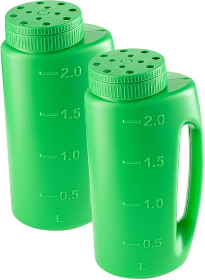 Superio Seed Spreader for Lawn, 2L Handheld Shaker, Dispenser for, Seed, Snow and Ice Melt, Salt, Insect Repellents- Multipurpose Garden Applicator with Adjustable Holes, 68 Oz