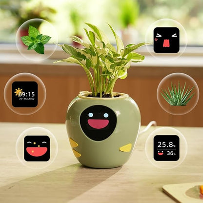 New 2026 Ai Smart Planter – Extra Large Interactive Plant Pot, Pet Plantagotchi, robot, Leafypod and Plantiboy, Robot Flower Pot with Feelings, Indoor Flowerpot with Water, Digital Gifts (Green)