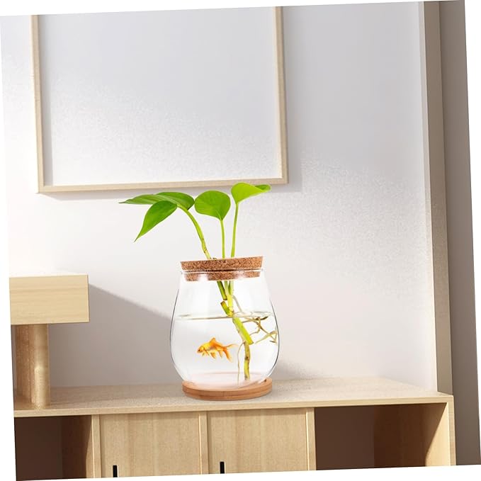Milisten 1 Set Hydroponic Glass Vase DIY Cork Bottle Micro Landscape Bottle Coral Jar Aquarium Glass Terrarium Cork Planter Terrarium Dill