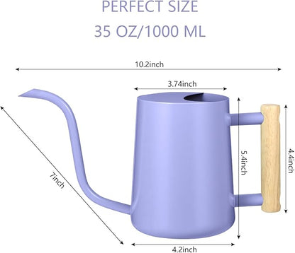 Watering Can Indoor Plants, 35oz Small Stainless Steel Metal Watering Can Modern Decorative Watering Pot with Long Spout for Indoor House Plant Bonsai Garden Flowers (Purple)