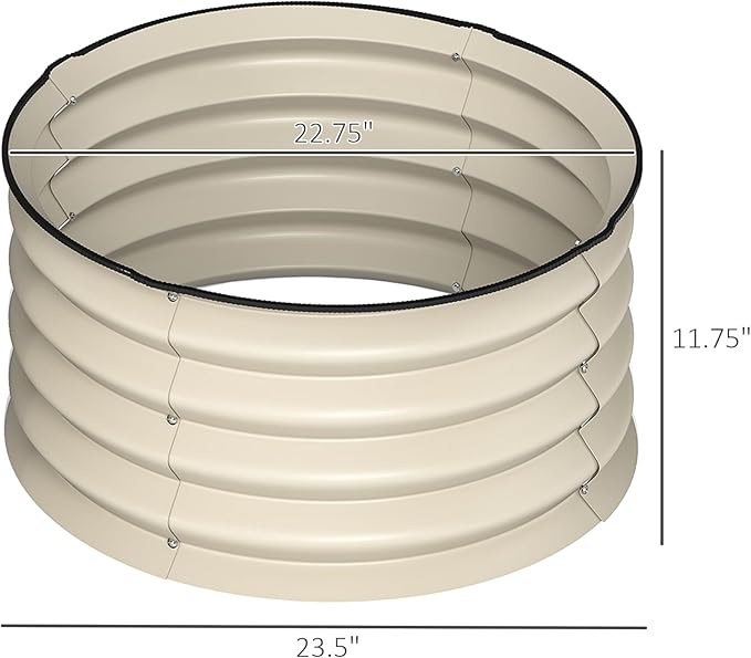 Outsunny Galvanized Raised Garden Bed Set of 2, Planters for Outdoor Plants with Safety Edging, Easy-to-Assemble Stock Tanks for Growing Flowers, Herbs and Vegetables, 2' x 2' x 1', Cream White