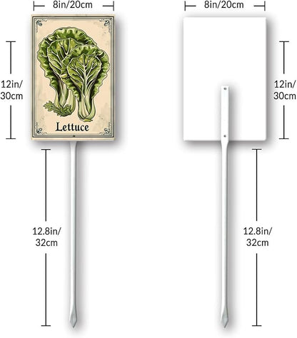 Uptell Vegetable Garden Lettuce Yard Sign Label With Stake Plant Markers For Outdoor Plants Waterproof 8x12inch Nursery Garden Outdoor Sign