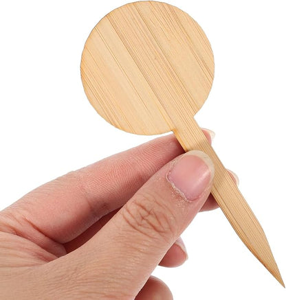 Mipcase 20pcs Plant Labels Round t Shape Miniature Decor Signs for Box and Garden Markers Natural Material for Easy Plant Identification