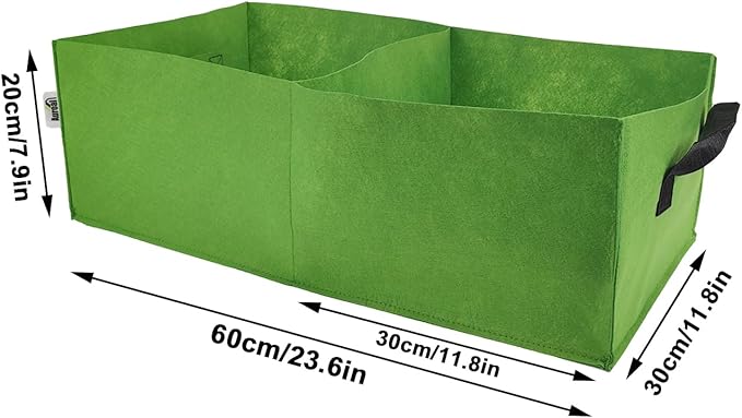 Plant Grow Bags, 5 Pack Fabric Raised Planting Bads, 2 Holes Rectangle Grow Bag, 10 Gallon Breathable Potato Tomato Planter Pots for Outdoor Vegetables Plant Flowers (Green(1mm))