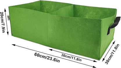 Plant Grow Bags, 5 Pack Fabric Raised Planting Bads, 2 Holes Rectangle Grow Bag, 10 Gallon Breathable Potato Tomato Planter Pots for Outdoor Vegetables Plant Flowers (Green(1mm))