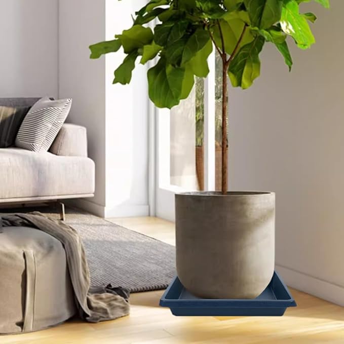 Square Plant Saucer 10 Inch 2 Pack, Plant Drip Trays and Flower Pot Saucers，Doubles Plant Water Catcher Tray, Plant Trays for Indoors No Holes, Plant Drainage Tray Saucers for Potted Plants