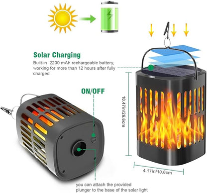 Solar Lanterns Outdoor Waterproof, Flickering Flames Outdoor Solar Lights Hanging Lanterns Decoration Lighting for Table, Garden, Patio, Tree, Yard, Driveway (2 Pack)