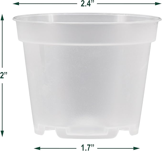 Arcadia Garden Products [25-Pack [2-inch ] Clear Nursery Pot with Drainage Holes, Heavy Duty Plastic Injection Mold Transparent Grow Pot for Orchids, Seedlings, Plant Cuttings, Clear