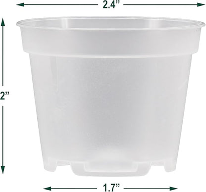 Arcadia Garden Products [25-Pack [2-inch ] Clear Nursery Pot with Drainage Holes, Heavy Duty Plastic Injection Mold Transparent Grow Pot for Orchids, Seedlings, Plant Cuttings, Clear