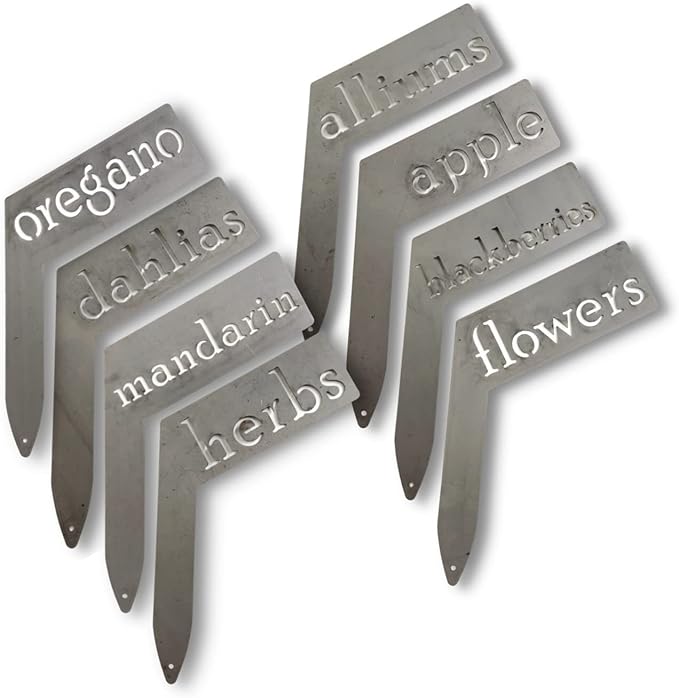 Planter Size Small Metal Garden Plant Vegetable Flower or Herb Markers 13.5 Inches Tall (bee balm, Raw, Unfinished Steel)