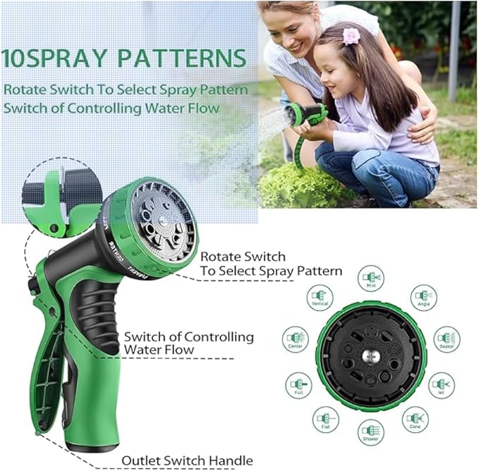J&B XpandaHose 100ft Expandable Garden Hose – Ultra-Strong 3750D, 4-Layer Latex Core, Brass 3/4" Connectors, 10-Pattern Nozzle & Storage Bag – Lightweight, Kink-Reducing, Leak-Resistant
