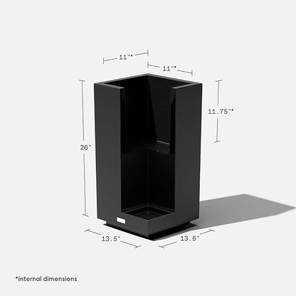Veradek Block Series Pedestal Planter - Tall Planter for Indoor or Outdoor Front Porch | All-Weather Use with Removable Insert Bucket | Modern Décor for Flowers, Tall Trees, Faux Plants