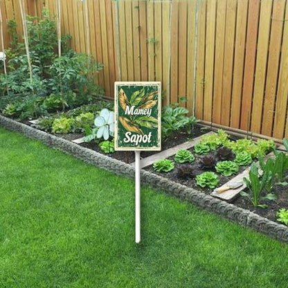 Uptell Vintage Aluminum Mamey Sapot Fruit Signs Yard Sign with Stake for Garden Fruit Garden Label Stakes Plant Markers for Outdoor Plants Waterproof 7x8.8 inch