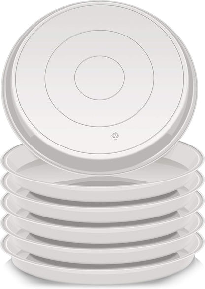 6 Pack of Plant Saucer 10 Inch, 10 inch Plant Saucer Round, Plastic Flower Plant Trays for Pots, Plant Saucers for Indoors 9", Plant Pot Saucers, Planter Tray for Planter 8-10" (10", White)
