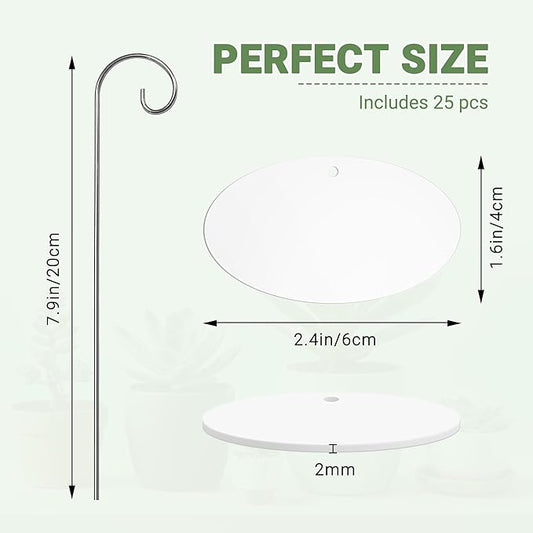 25 Pcs Plant Labels, Acrylic Plant Tags for Outdoor Garden Waterproof, Plant Labels with Stainless Steel Stake and Pen, Garden Labels for Seed, Potted Plant, Flower