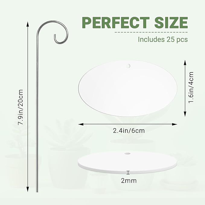 50 Pcs Plant Labels, Acrylic Plant Labels Stainless Steel Stake for Outdoor Garden Waterproof, Plant Tags with Pen for Seed, Potted Plant, Flower