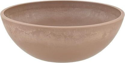 PSW Pot Collection M30TP 12-inch Plastic/Stone/Wood Composite Low Bowl Planter – No Drainage Hole (Drillable), Shallow Indoor/Outer Pot for Succulents, Bonsai, Fairy Gardens, Herbs, Taupe