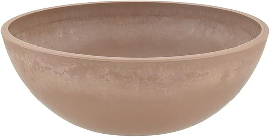 PSW Pot Collection M30TP 12-inch Plastic/Stone/Wood Composite Low Bowl Planter – No Drainage Hole (Drillable), Shallow Indoor/Outer Pot for Succulents, Bonsai, Fairy Gardens, Herbs, Taupe