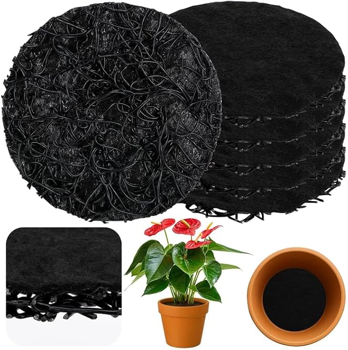 6 Pack Pot Mesh Drainage Discs, 6 Inch Thickened Drainage Hole Insert Pads, Reusable Plant Pot Bottom Mesh Mats for Indoor Outdoor Gardening to Prevent Soil Loss and Keep Root Healthy