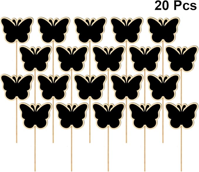 ARTIBETTER Mini Chalkboard Toppers 20 Pcs Butterfly Garden Plant Labels Creative Message Board Signs for Wedding Party Floral Decorations 6.85X3.14 Inches