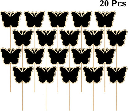ARTIBETTER Mini Chalkboard Toppers 20 Pcs Butterfly Garden Plant Labels Creative Message Board Signs for Wedding Party Floral Decorations 6.85X3.14 Inches