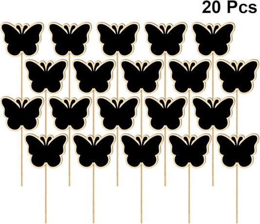 ARTIBETTER Mini Chalkboard Toppers 20 Pcs Butterfly Garden Plant Labels Creative Message Board Signs for Wedding Party Floral Decorations 6.85X3.14 Inches