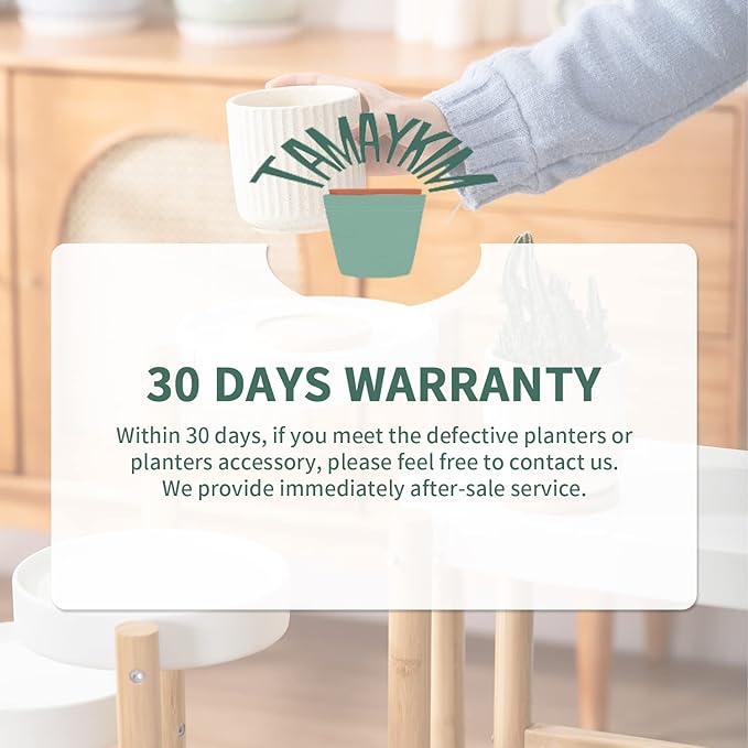 TAMAYKIM 4 Inch Ceramic Plant Pots with Drainage Holes, Modern Vertical Pattern Flower Planter with Saucer for Indoor Plants, Succulent, Cactus & Herbs, Beige, Set of 4 (Plants Not Included)