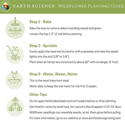 Earth Science Butterfly & Hummingbird Wildflower Seed Blend - 4oz - Premium Flower Seeds to Attract Bees, Butterflies, Hummingbirds & Native Pollinators - Non GMO