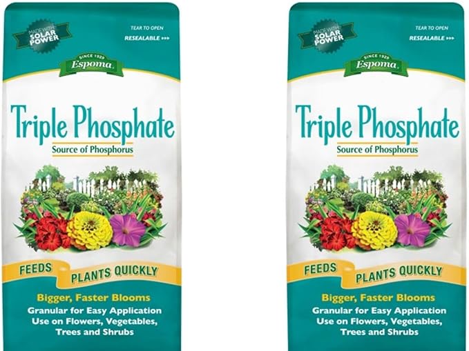 Espoma Triple Phosphate Fertilizer 0-45-0, 6.5lb. Bag; Promotes Root Growth and Blooming in All Flowering Plants, Trees, Shrubs, and Vegetables. Granular for Easy Application. Pack of Two