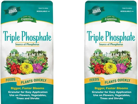 Espoma Triple Phosphate Fertilizer 0-45-0, 6.5lb. Bag; Promotes Root Growth and Blooming in All Flowering Plants, Trees, Shrubs, and Vegetables. Granular for Easy Application. Pack of Two
