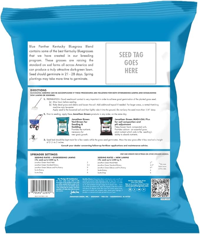 Jonathan Green (11970) Blue Panther Kentucky Bluegrass Grass Seed - Cool Season Lawn Seed (3 lb)