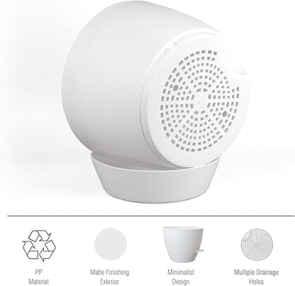 12 inch Large Self Watering Pots for Indoor Outdoor Plants, Plant Pots with Mesh Drainage Holes for Garden House Plants, Plastic Planters with Reservoir for Flower Plants, White