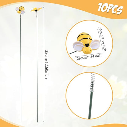 Bee Garden Stakes Decor, Garden Stakes Decorative Bee on Stick Little Cute Resin Bee Yard Stakes Picks Yard Art Decorations for Outdoor Plant Pot Lawn Patio Corridor Flower Bed