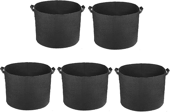 5 pcs 3 Gallons Nonwoven Plant Grow Bags with Handles, Heavy Duty and Best air permeablity for Flowers, Fruit Trees, Vegetables, Garden Plants
