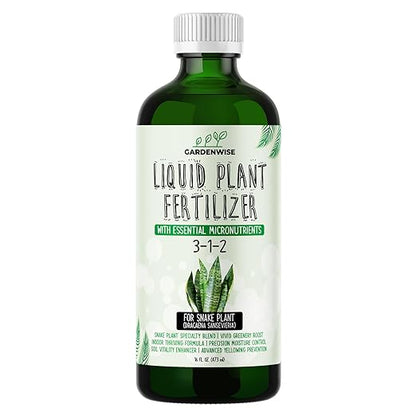 3-1-2 Liquid Fertilizer Concentrate with Micronutrients - Ideal Snake Plant Food for Sansevieria (Dracaena trifasciata), Indoor Plant Care (8 OZ)