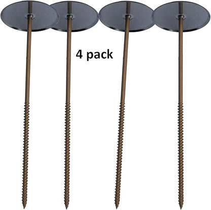 Keyfit Tools FlatMark Stainless Steel Low Profile Property Markers 4 Pack Screw in Flat Boundary Stakes Survey Pins Land Markers 3 Inch Wide Plague x 10 Inch Long Anchor for Property Corners Or Lines