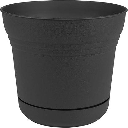 Bloem 010280 Saturn Planter with Saucer, 5", Black (SP0500), 5"